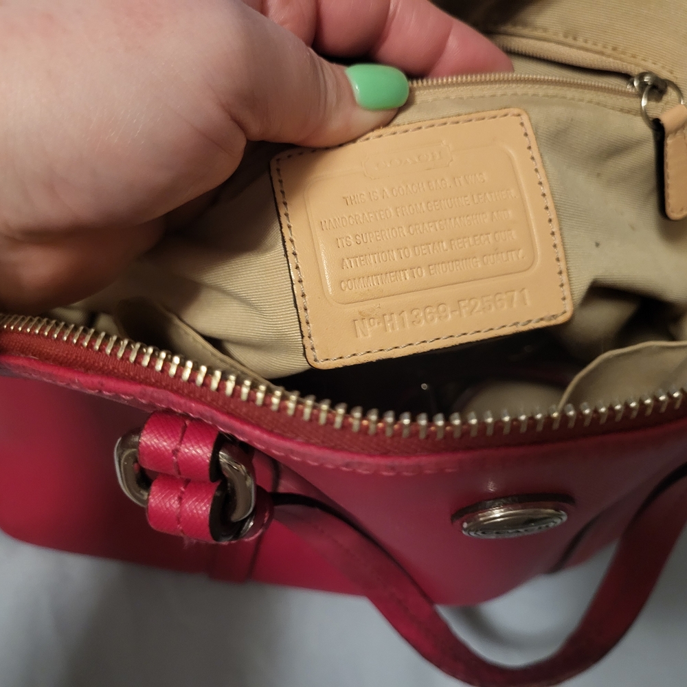 Coach Red Dome-Shaped Handbag - Picture 5 of 9